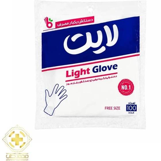 دستکش یکبارمصرف نایلونی لایت بسته 100تایی